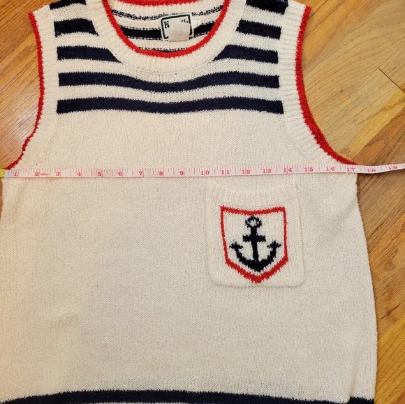 Keneth Too! Nautical Striped Sleeveless Sweater Size  L - Picture 11 of 14